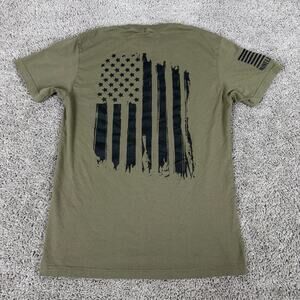 Nine Line Apparel Shirt Mens Medium Green Black USA Flag Military Short Sleeve